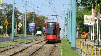 The No. 6 tram continues on towards Bytom